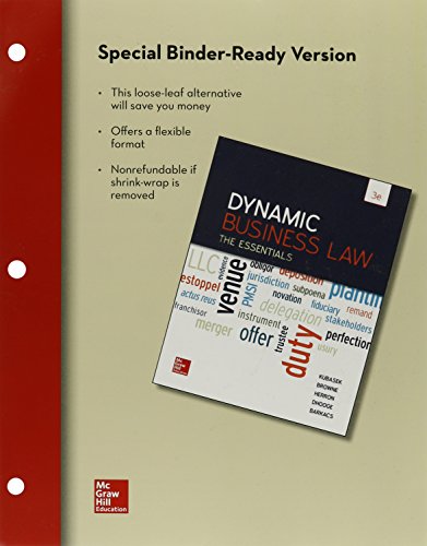 Beispielbild fr Loose-Leaf for Dynamic Business Law: The Essentials zum Verkauf von Irish Booksellers