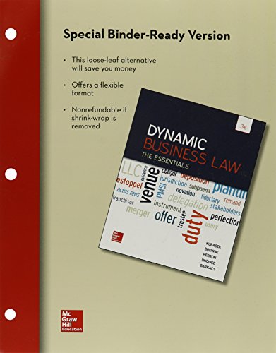 Imagen de archivo de Loose-Leaf for Dynamic Business Law: the Essentials a la venta por Better World Books