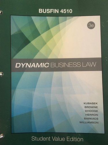 Stock image for Dynamic Business Law BUSFIN 4510 OSU Binder Ready Addition for sale by HPB-Red