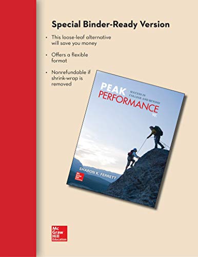 Stock image for Loose Leaf for Peak Performance: Success in College and Beyond for sale by Walker Bookstore (Mark My Words LLC)