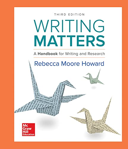 Imagen de archivo de Writing Matters: A Handbook for Writing and Research (Comprehensive Edition with Exercises) a la venta por Jenson Books Inc