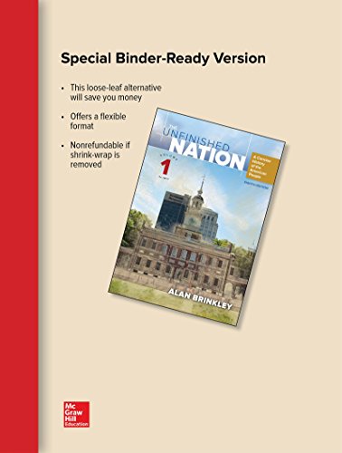 Stock image for Looseleaf for The Unfinished Nation: A Concise History of the American People Volume 1 for sale by HPB-Red