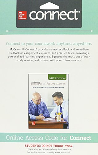 Stock image for Connect 1-Semester Access Card for McGraw-Hill's Essentials of Federal Taxation 2017 Edition, 8e for sale by SecondSale