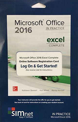 Imagen de archivo de SIMnet for Office 2016, Nordell SIMbook, Single Module Registration Code, Excel Complete a la venta por BooksRun