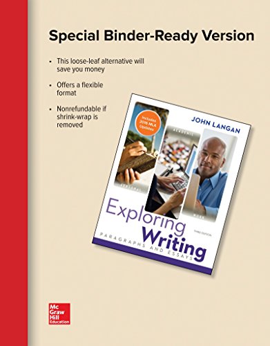 Stock image for Looseleaf for Exploring Writing: Paragraphs and Essays MLA 2016 Update for sale by Better World Books