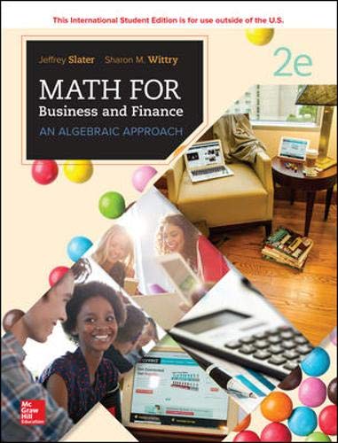 Stock image for Math For Business And Finance: An Algebraic Approach for sale by Majestic Books