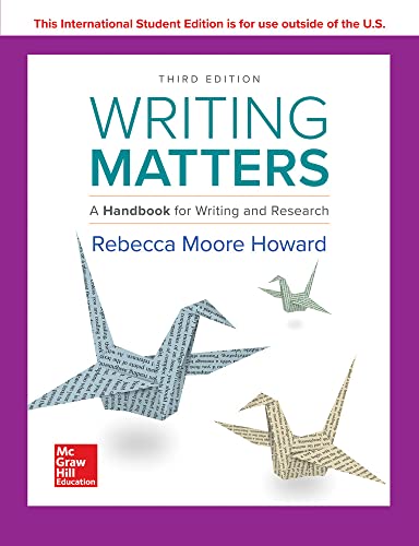 Imagen de archivo de WRITING MATTERS: A Handbook for Writing and Research a la venta por BookHolders