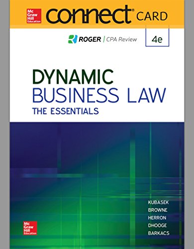 Beispielbild fr Connect Access Card for Dynamic Business Law: The Essentials zum Verkauf von One Planet Books