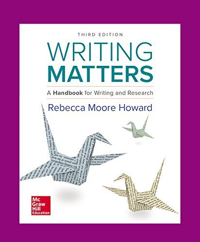 Imagen de archivo de Writing Matters : A Handbook for Writing and Research a la venta por Better World Books