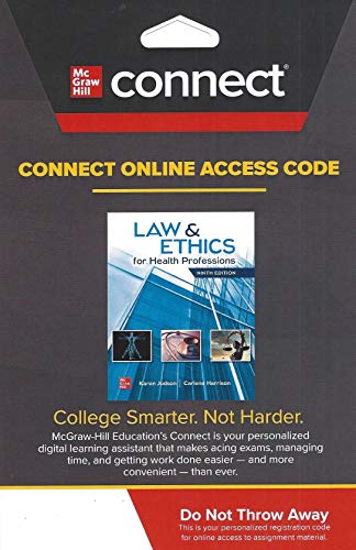 Stock image for Connect Access Card for Law & Ethics for Health Professions, 9th Edition for sale by Facetextbooks