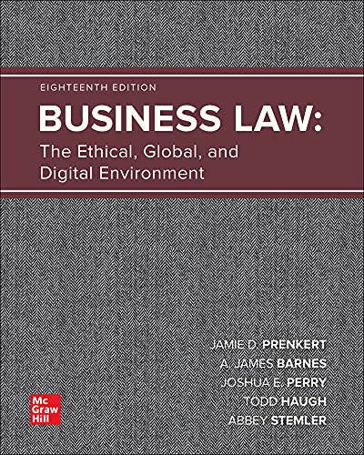 Beispielbild fr Business Law: The Ethical, Global, and Digital Environment zum Verkauf von BooksRun