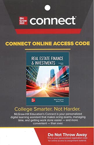 Beispielbild fr Connect Access Code for Real Estate Finance & Investments 17th Edition zum Verkauf von Bookseller909