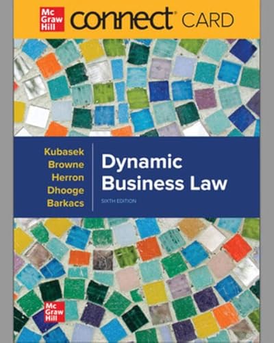 Stock image for Connect Access Card for Dynamic Business Law, 6th Edition [Printed Access Code] Nancy Kubasek for sale by Bookseller909