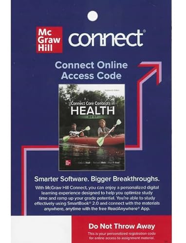 Stock image for Connect Access Code Card for Core Concepts in Health, BRIEF, 18th edition for sale by Facetextbooks