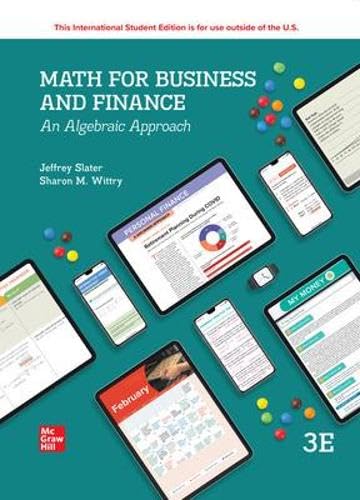 Beispielbild fr Ise Math For Business And Finance: An Algebraic Approach 3 ed zum Verkauf von GreatBookPricesUK