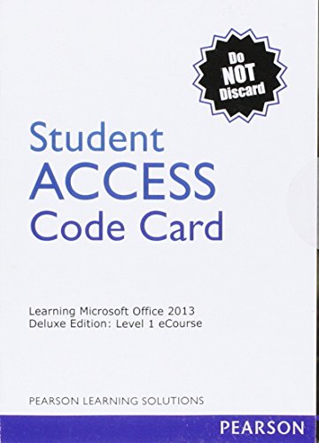 9781269394604: Learning Microsoft Office 2013 Deluxe Edition Level I 1 Year Standalone Student Access Card