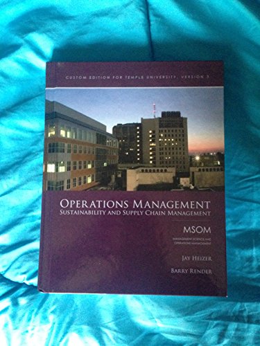 Imagen de archivo de Operations Management: Sustainability and Supply Chain Management Custom Edition for Temple University, Version 3 a la venta por Better World Books