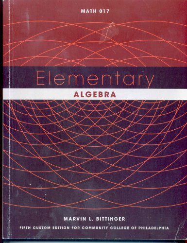 Beispielbild fr Elementary Algebra Math 017 zum Verkauf von Better World Books