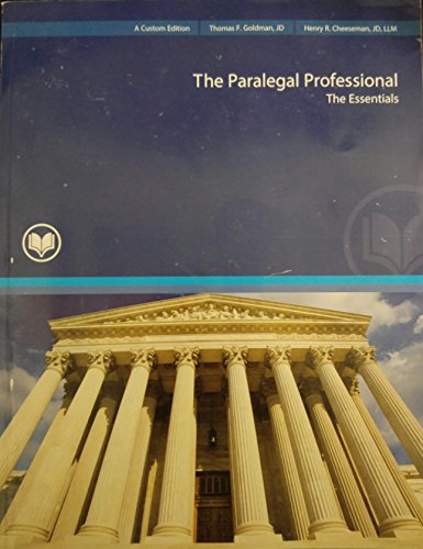Beispielbild fr Paralegal Professional: The Essentials zum Verkauf von Bookmans