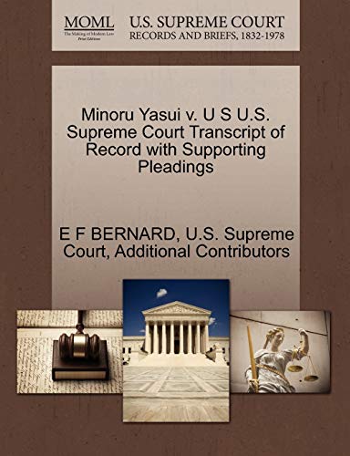 Stock image for Minoru Yasui v. U S U.S. Supreme Court Transcript of Record with Supporting Pleadings for sale by Chiron Media
