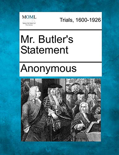 Imagen de archivo de Mr. Butler's Statement a la venta por WorldofBooks