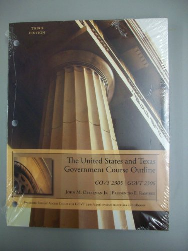 Imagen de archivo de The United States and Texas Government Course Outline: Govt 2305/Govt 2306 a la venta por HPB-Red