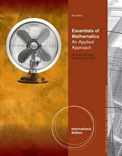 Stock image for Essentials Of Mathematics An Applied Approach 9Ed (Ie) (Pb 2014) for sale by Kanic Books