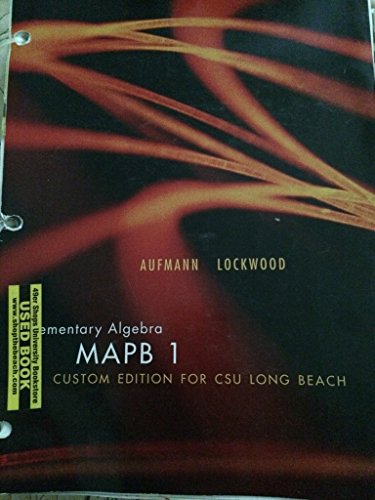 9781285105192: Elementary Algebra MAPB1 Custom Edition for CSU Long Beach