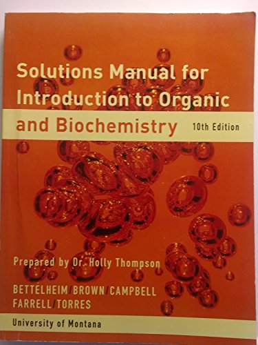Stock image for Solutions Manual for Intro Organic & Biochem University of Montana for sale by SecondSale