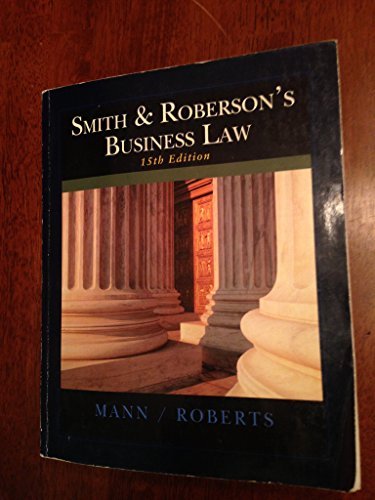 Beispielbild fr Smith and Roberson's Business Law 15th Edition zum Verkauf von BooksRun