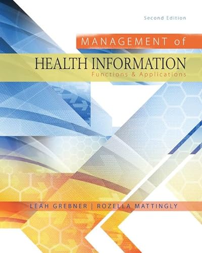 Imagen de archivo de Management of Health Information: Functions & Applications a la venta por HPB-Red