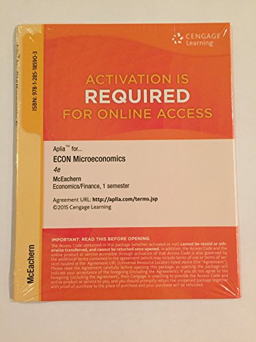 Beispielbild fr Aplia Printed Access Card for McEachern's Econ Microeconomics zum Verkauf von BookHolders