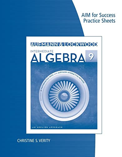 Beispielbild fr AIM Success Practice Sheet for Aufmann/Lockwood's Intermediate Algebra: An Applied Approach, 9th zum Verkauf von BMV Bloor