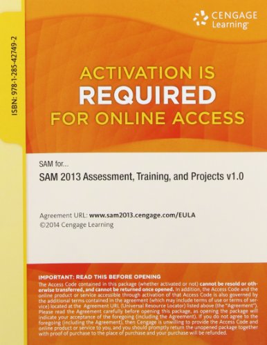 Imagen de archivo de SAM 2013 Assessment, Training, and Projects v1.0 Printed Access Card a la venta por SecondSale
