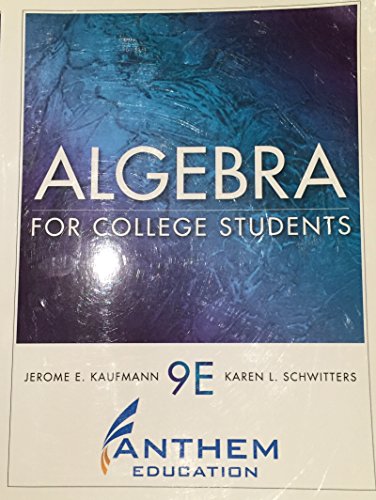 Imagen de archivo de Algebra for College Students 9E Anthem Education a la venta por ThriftBooks-Atlanta