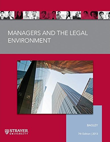 Imagen de archivo de Managers and the Legal Environment a la venta por Better World Books