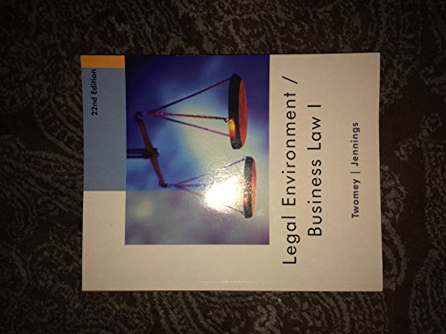 Imagen de archivo de LEGAL ENVIRON./BUSINESS LAW I >CUSTOM< a la venta por Better World Books