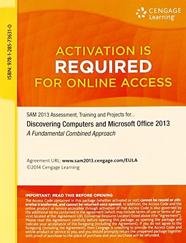 Imagen de archivo de SAM 2013 Assessment, Training and Projects with MindTap Reader for Discovering Computers & Microsoft Office 2013: A Fundamental Combined Approach Printed Access Card Vermaat, Misty E. a la venta por Textbookplaza