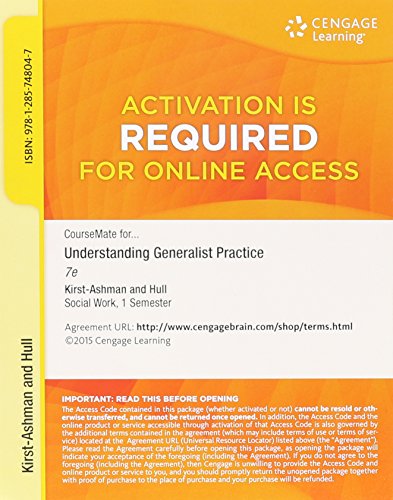 Imagen de archivo de CourseMate Printed Access Card for Kirst-Ashman's Understanding Generalist Practice, 7th a la venta por SecondSale