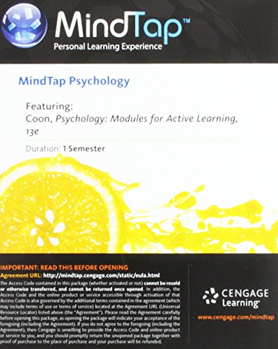 Stock image for MindTap Psychology Printed Access Card for Coon/Mitterer's Psychology: Modules for Active Learning for sale by HPB-Red