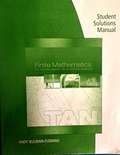 Imagen de archivo de Student Solutions Manual for Finite Mathematics for the Managerial, Life, and Social Sciences, 11th Edition a la venta por SecondSale