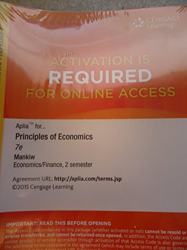 Imagen de archivo de Principles of Economics - Aplia 2 Semesters Access - 7th edition a la venta por Campus Bookstore