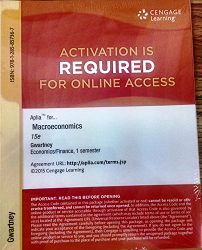 Beispielbild fr Aplia Printed Access Card for Gwartney's Macroeconomics: Private and Public Choice, 15e zum Verkauf von HPB-Red