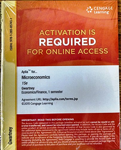 Stock image for Aplia Printed Access Card for Gwartney/Stroup/Sobel/Macpherson's Microeconomics: Private and Public Choice, 15th for sale by BookHolders