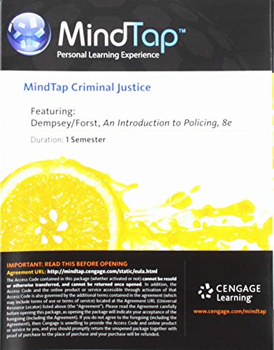 Beispielbild fr MindTap Criminal Justice, 1 term (6 months) Printed Access Card for Dempsey/Forst's An Introduction to Policing, 8th zum Verkauf von A Team Books