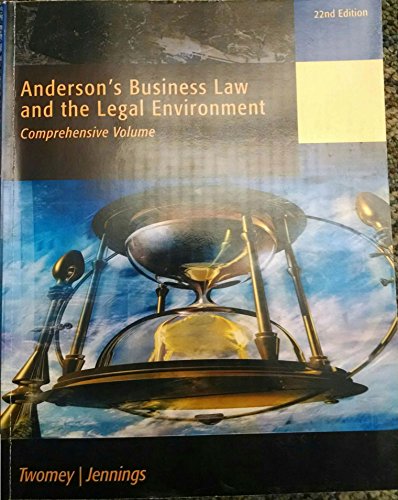 Stock image for Anderson's Business Law and the Legal Environment for sale by ThriftBooks-Dallas