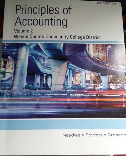 Stock image for Principles of Accounting Vol 2 12 Edition Wayne County Community College District for sale by Mispah books