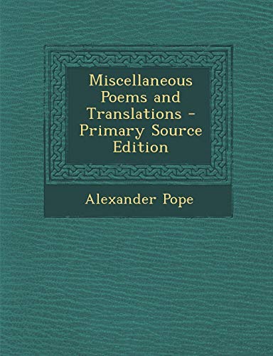 9781287467069: Miscellaneous Poems and Translations
