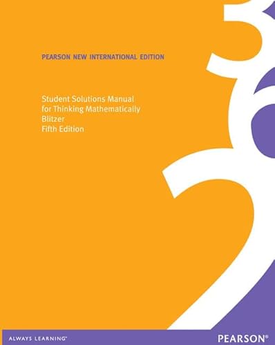9781292023915: Student Solutions Manual for Thinking Mathematically: Pearson New International Edition