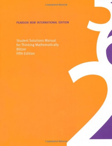 9781292023915: Student Solutions Manual for Thinking Mathematically: Pearson New International Edition